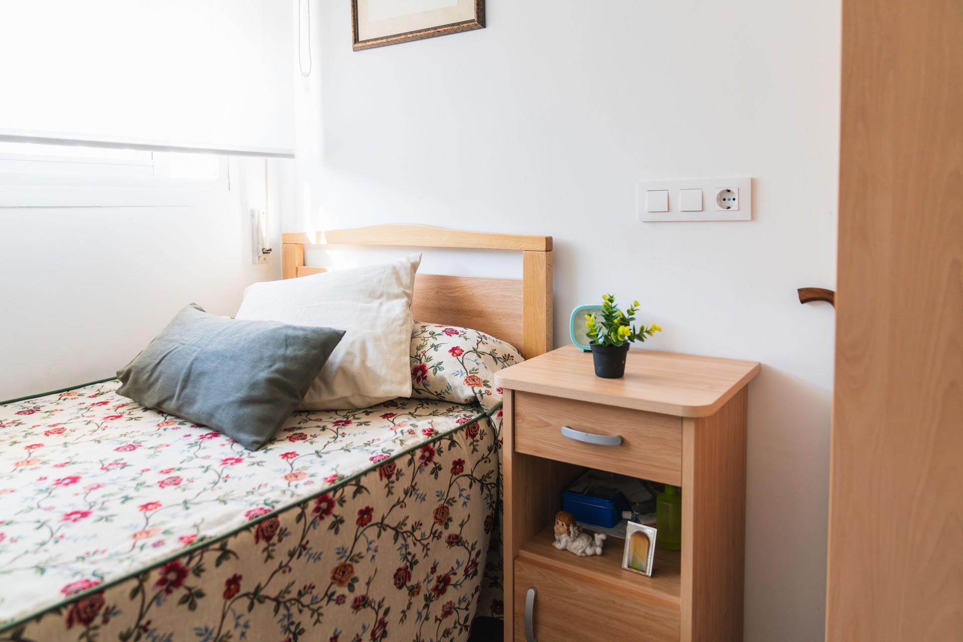 Cozy geriatric nursing home bedroom interior